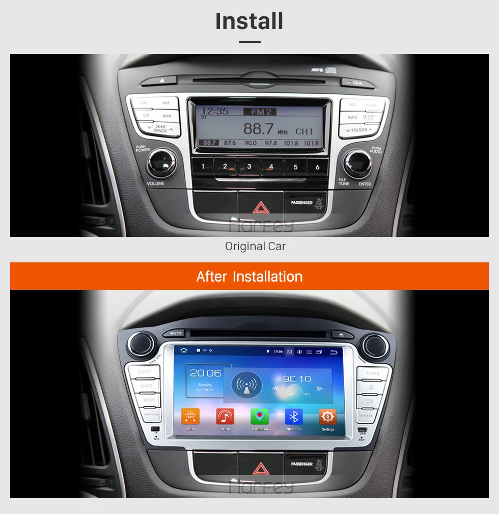 Discount Harfey 7 inch 8-core Android 8.0 Car DVD Player GPS Navigation for 2009 2010 2011 2012 2013 2014 Hyundai with 4G+32G support 3G 3