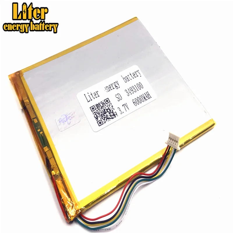 1 0 мм 5pin разъем 3 7 В 3493100 3595100 6000 мАч аккумуляторная lipo батарея литий ионный