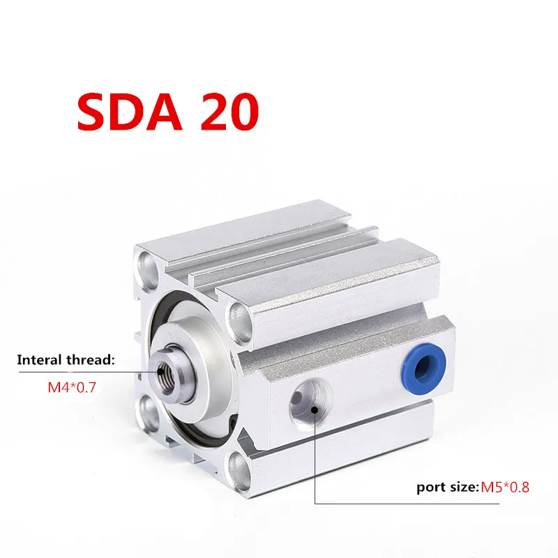 

Free shipping SDA20 series 5mm to 100mm Standard Thin cylinder Aluminum Alloy Shell Compact Pneumatic Cylinder