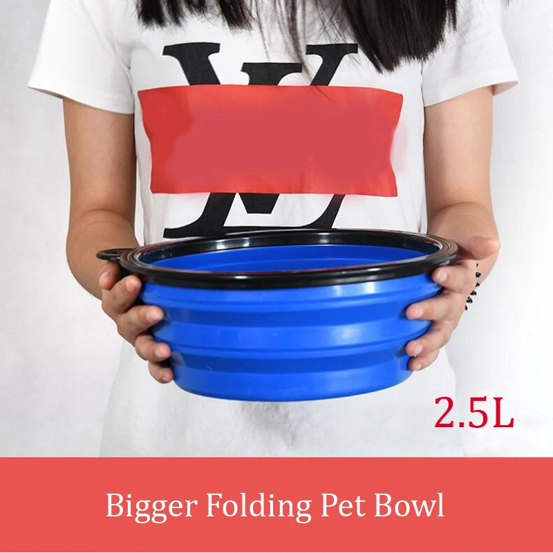 

Super Large Folding Pet Bowl Silicone Pet Feeder Dogs Outdoor Travel Portable Drink Water Food Feeding Bowls For Dogs Pets