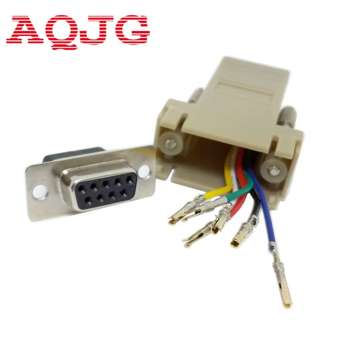 

10pcs DB9 Female to RJ45 Female DB9 to RJ45 Adapter Connector rs232 modular cab-9as-fdte to rj45 db9 for Computer AQJG