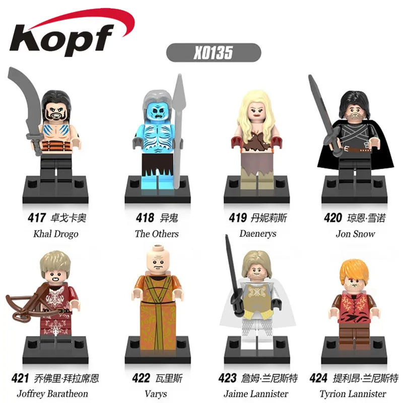 

Game of Thrones Jon Snow Lord Varys Khai Drogo Tyrion Lannister Varys Joffrey Barathron Buildig Blocks Children Gift Toys X0135