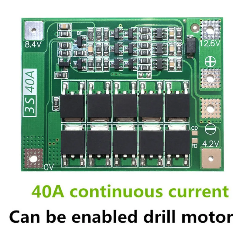Защитная плата PCB BMS зарядного устройства литий ионной батареи 3S 40A с