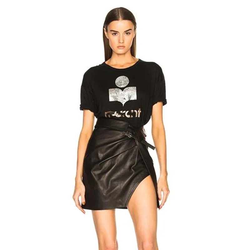 

New Women Black/White Letter Bronzing Linen T-shirt Short Sleeve Summer Loose Knitted T Shirt