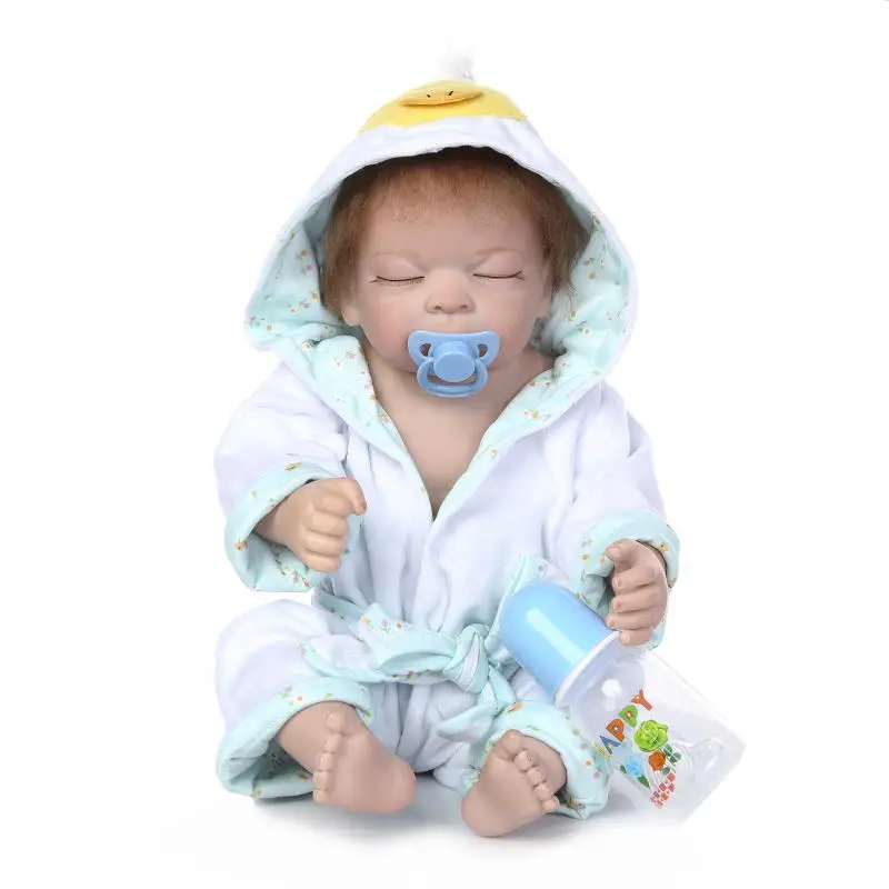 

NPKcollection50cm popular full silicone sumilation newborn sleeping baby boy with pacifier and bottle silicone reborn baby dolls