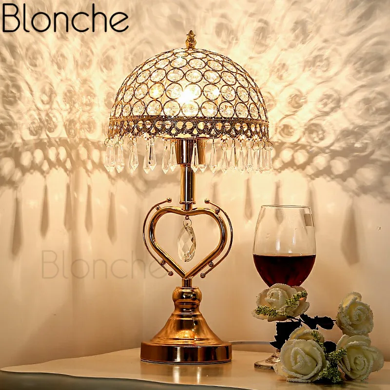 Nordic Modern Crystal Table Lamps Led Stand Desk Light for Living Room Bedroom Home Decor Iron Art Bedside Reading Fixtures E27 Nordic Modern Crystal Table Lamps Led Stand Desk Light for Living Room Bedroom Home Decor Iron Art Bedside Reading Fixtures E27