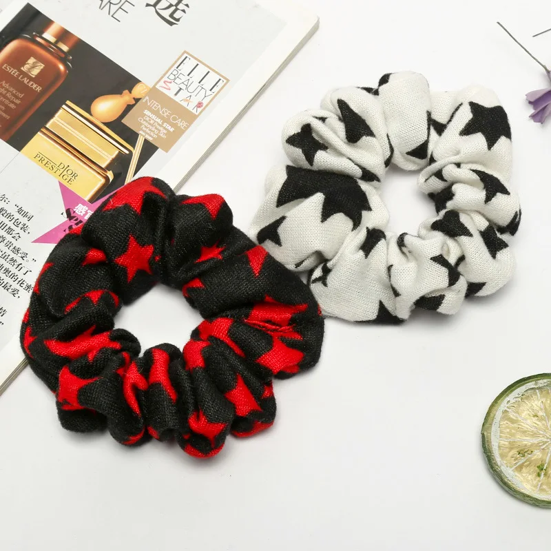 

2 pcs/lot New Star Pattern Hair Elastic Scrunchies Ponytail Holder Hair Tie Classical Elastics Hair Bands for Girl in Winter