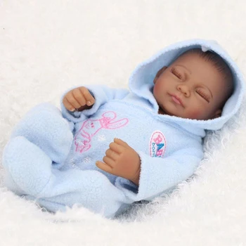 

25cm real looking african american realistic skin baby doll vinyl silicone sleeping reborn bebe doll boy dolls for children gift