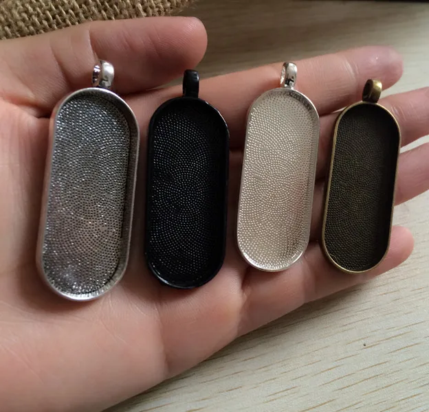 

20pcs/lot 18mm x45mm mixed color Oval Pendant Base tray