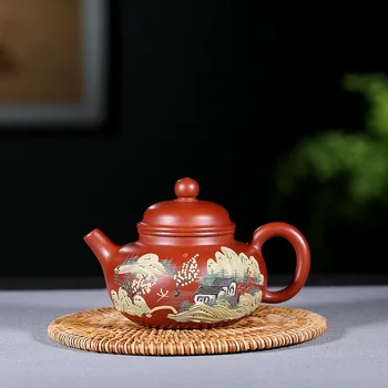 

Bright Red Robe Painting Landscape Rong Tian Hu Kungfu Online Travel Tea Set Gift Infusion Of Tea Kettle Wholesale Special