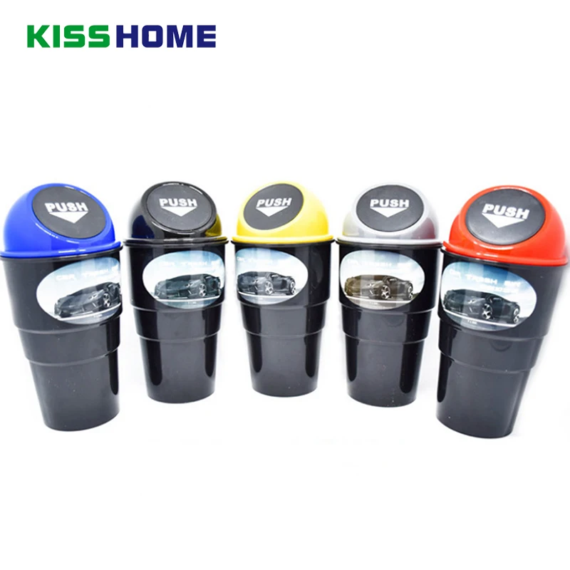 

5 Color Car Mini Trash Can Garbage Dust Case Holder Bin Rubbish Multi-function Storage Bucket Pressing Standing Rolling Type