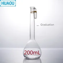 HUAOU 200 мл объемная колба класса А нейтральное стекло с одной Выпускной маркой и стеклянной пробкой лабораторное химическое оборудование