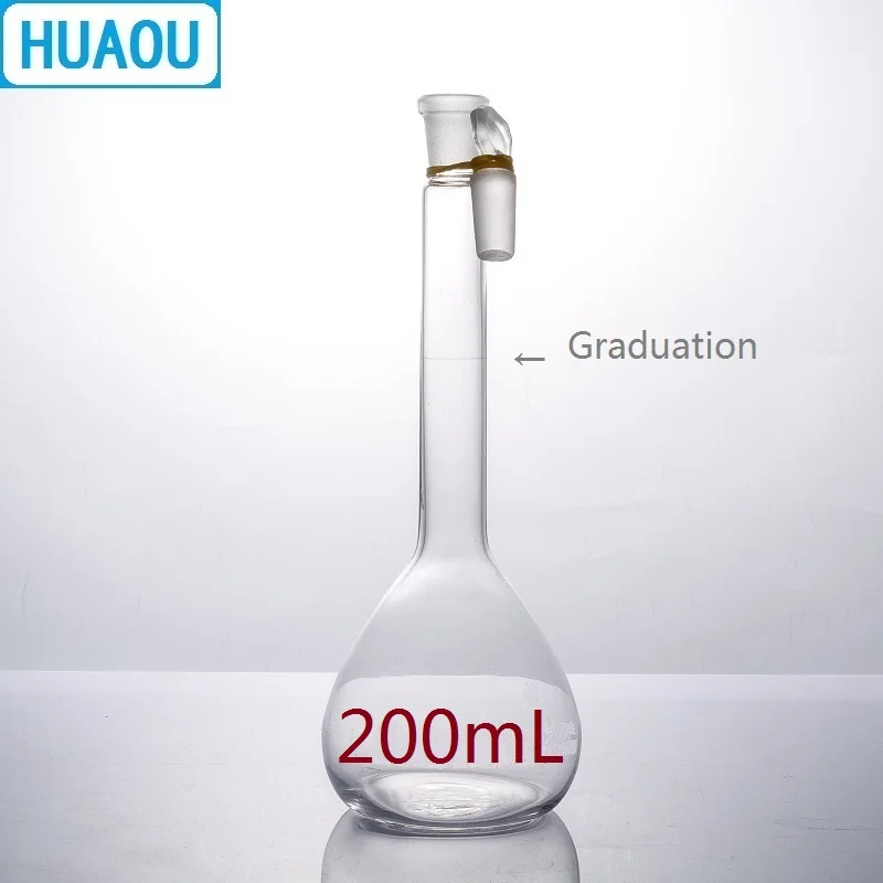 

HUAOU 200mL Volumetric Flask Class A Neutral Glass with one Graduation Mark and Glass Stopper Laboratory Chemistry Equipment