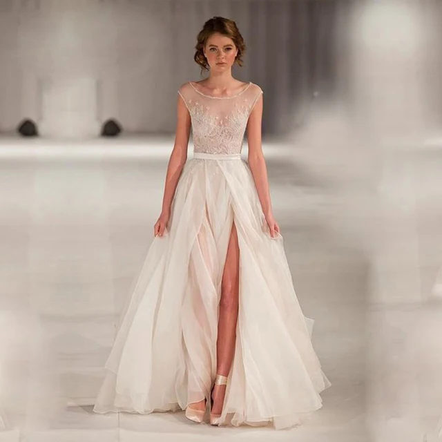 High End Can Be Tailored A Line Wedding Dresses Sheer Neck Lace High End Can Be Tailored A Line Wedding Dresses Sheer Neck Lace Dress Manufacturer China