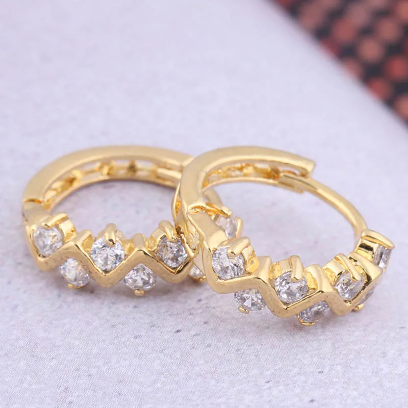 Luxury Gold Zircon Crystal Earrings for Women Ear Jewelry Earring