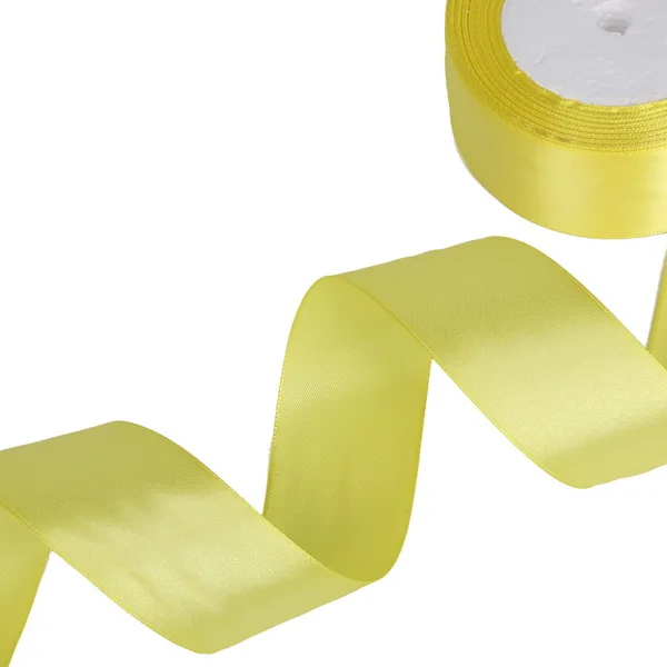 38 мм 22 м шелковая длина метр атласные однотонные ленты Свадебная декоративная подарочная коробка декоративно-упаковочная лента товары для рукоделия - Цвет: Yellow