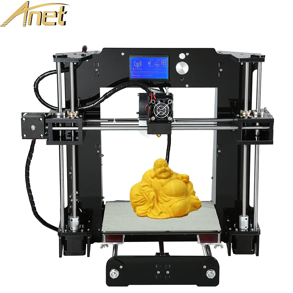 2016 Display LCD Anet 3d printer assemble Precision Reprap Prusa i3 3D Printer Kit DIY With Free 1roll Filament Hotbed Tools