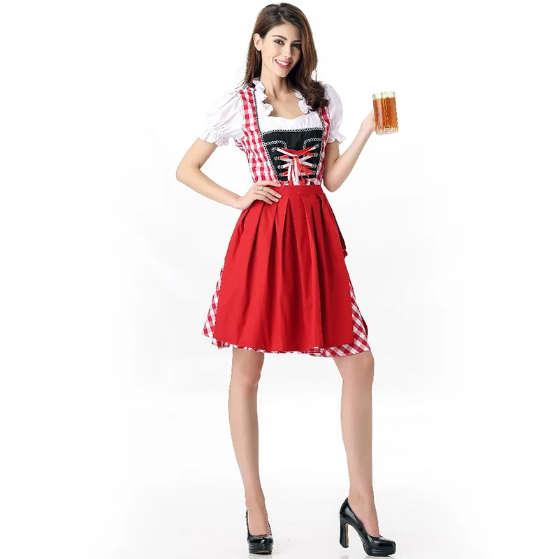 Dirndl Bavarian Costume German Oktoberfest Beer Maid Womens Fancy Dress