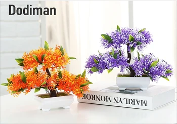 

1Set Home accessories artificial plants trees plastic flower set pots floriculture pots cabinets bookcases decorations