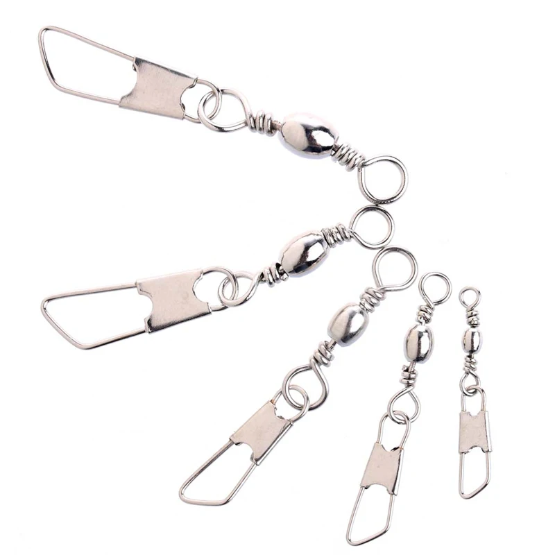 

17Pcs Swivel Solid Rings Fishing Pin Line Connector With Interlock Snap Tackle