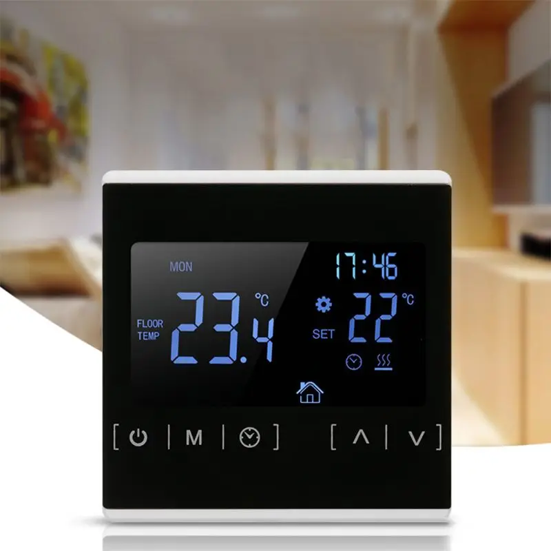 LCD de pantalla táctil termostato eléctrico piso de agua del sistema de calefacción termoregulador AC85-240V controlador de temperatura LCD de pantalla táctil termostato eléctrico piso de agua del sistema de calefacción termoregulador AC85-240V controlador de temperatura