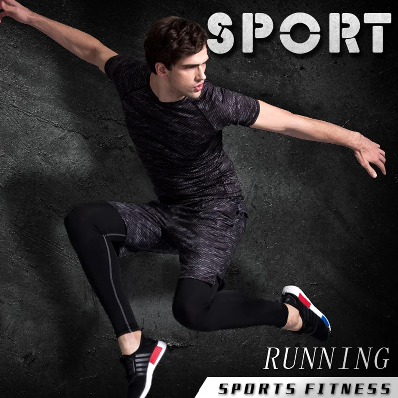 deportiva hombre gym licras deportivas deporte compresion Medias para hombre traje deportivo gimnasio ropa deportiva para hombre entrenamiento jogging chándales correr trajes deportivos|Conjuntos para running| -