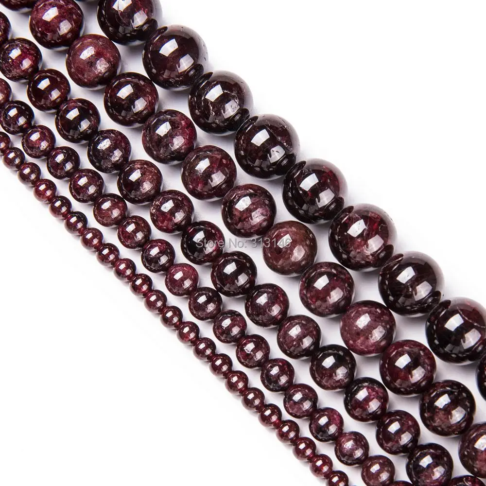 

Wholesale Natural Round Poppy Birthstone Garnet Healing Stone Strand Beads 4 6 8 10 12MM For DIY Beading Bracelet Jewelry Making