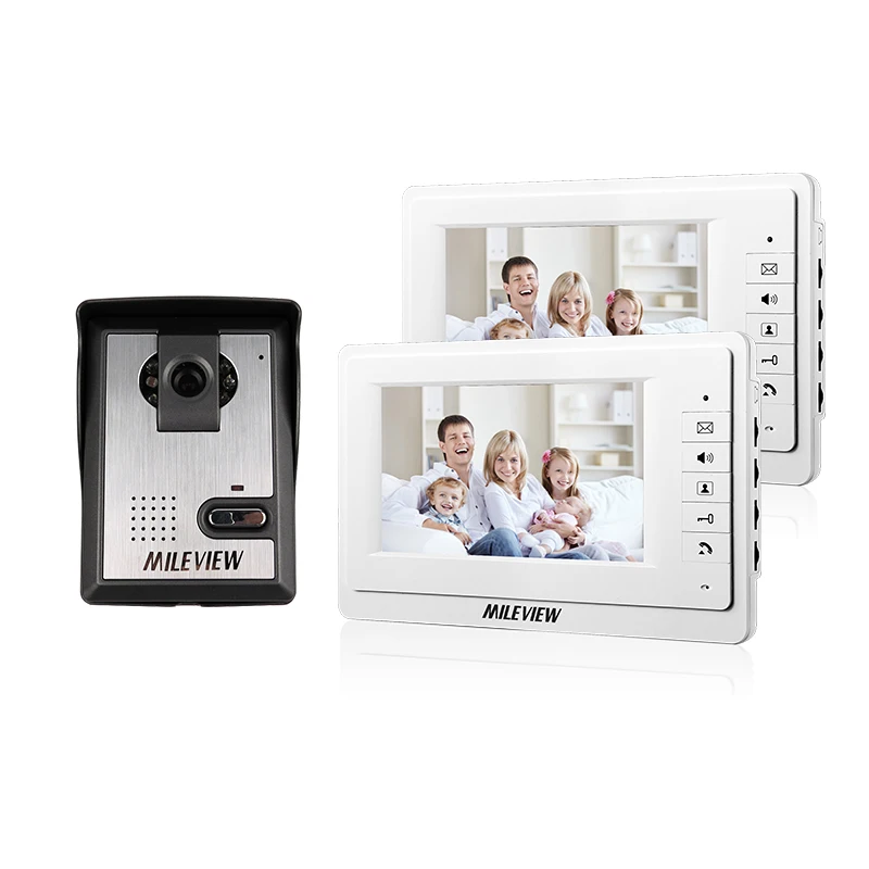 

FREE SHIPPING New 7" Color Video Intercom Door Phone System 2 White Monitor + 1 Night vision Doorbell Camera In Stock Wholesale