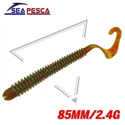 Seapesca 20 шт./лот мягкие приманки 85 мм 2,4 г длинный хвост личинки вьющиеся хвост Мягкая приманка Искусственный Силиконовые рыболовные черви JK428