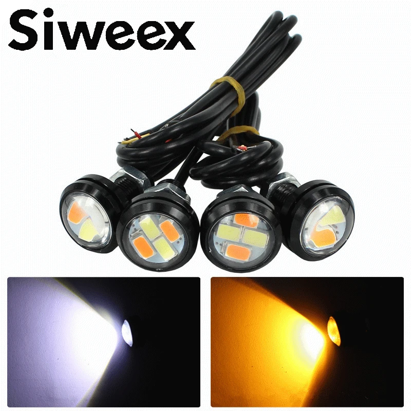 

4pcs/lot New White/Amber Dual Color 23MM Eagle Eye LED 5630 4SMD Daytime Runing Warning Light Fog Turning Signal DC 12V