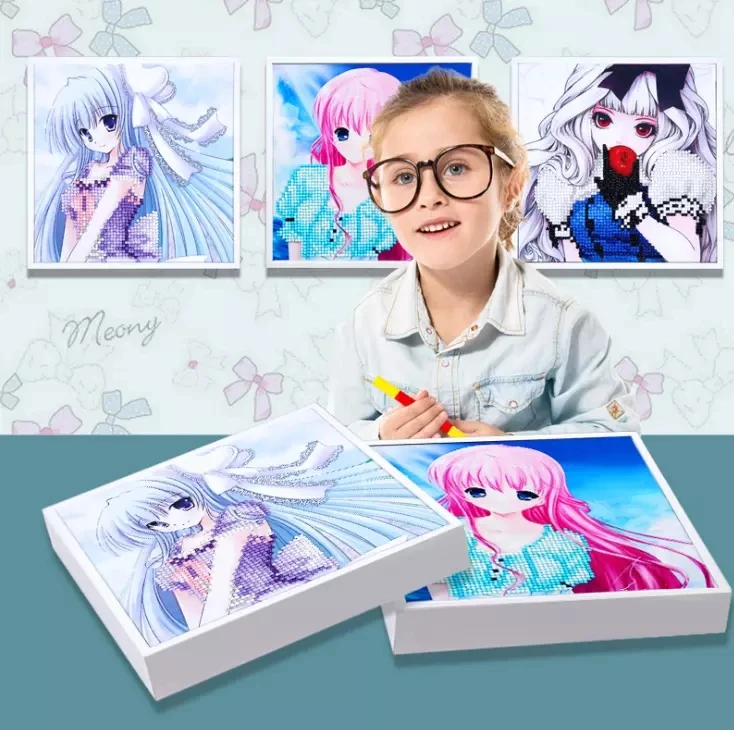Мультфильм алмаз живопись 5D DIY игрушки для детей защелка с белой рамкой Алмаз