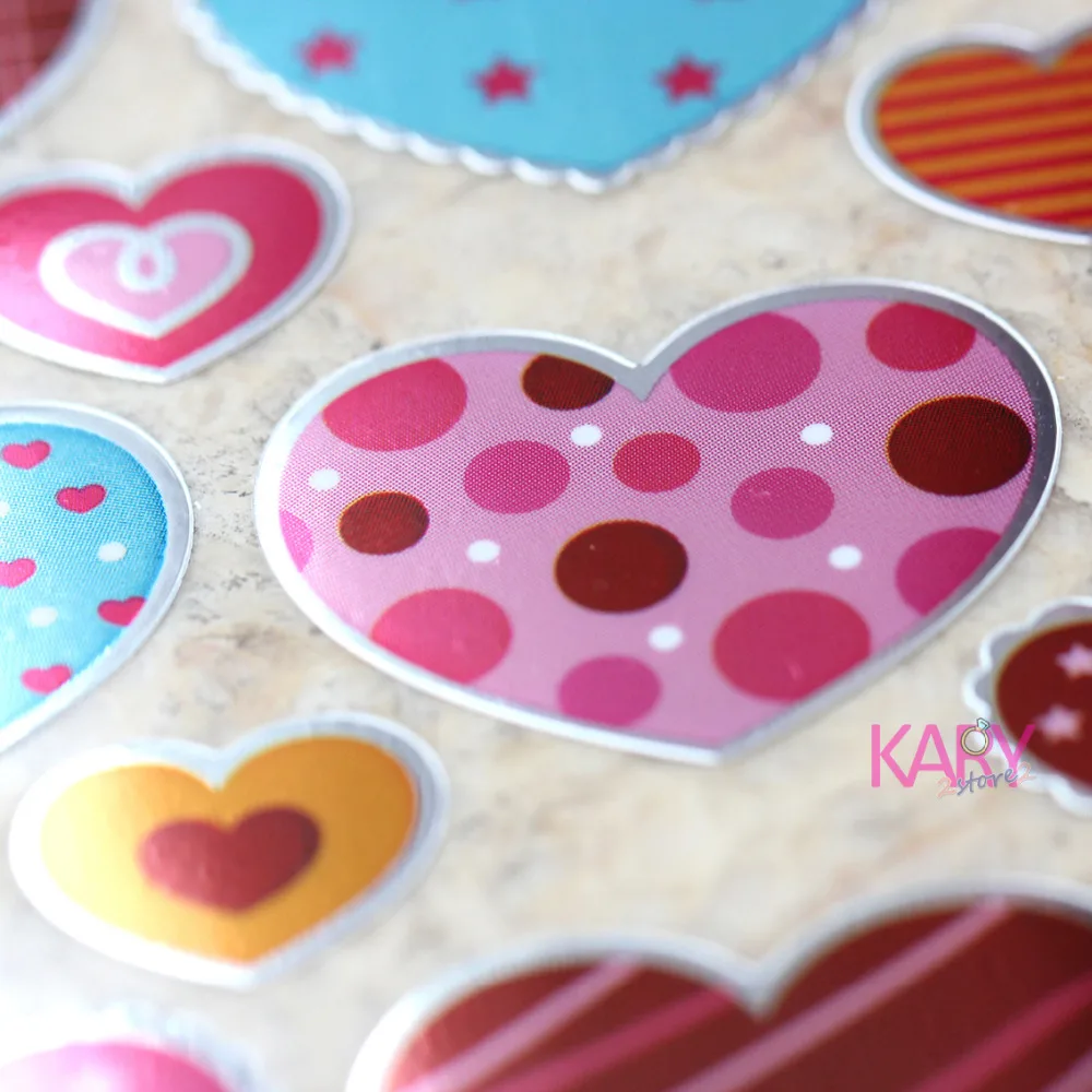 

High Quality Scrapbookings Kawaii Emoji Reward Kids Children Heart Shaped Romantic Love Shiny Foil Sticker Fashion Craft TLC02-3