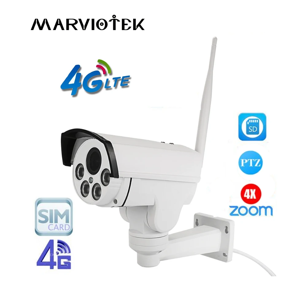 

960P HD 3G 4G SIM Card Wireless PTZ IP Camera PTZ Bullet Camera Outdoor Waterproof IR 4X Zoom Pan Tilt Video cctv Camera 1080P