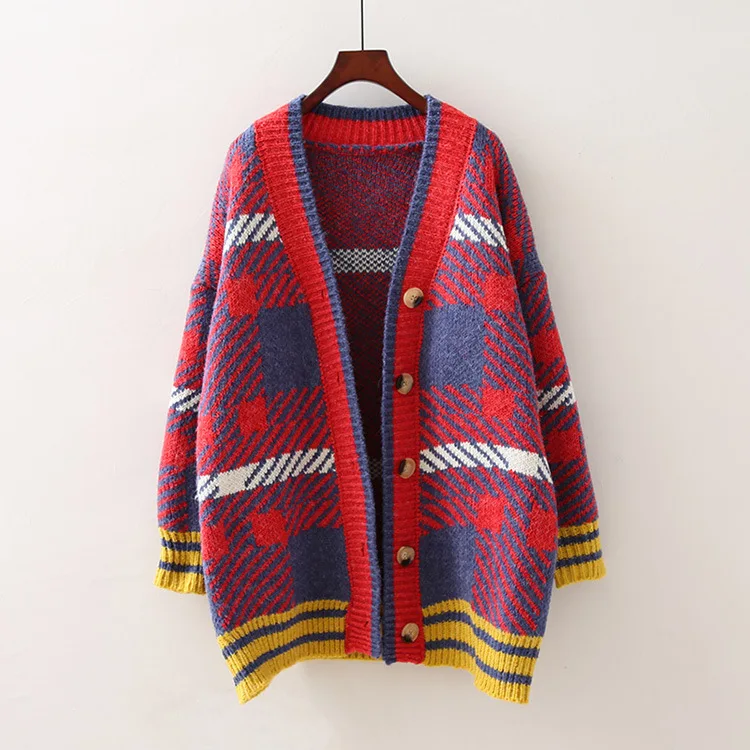 OMCHION Roupas Feminina зимнее пальто для женщин однобортный корейский Кардиган большого размера Свободный вязаный свитер куртка пончо LS109