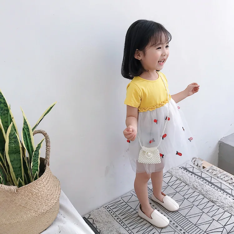 Детское платье; Новое поступление; vestido infantil; коллекция 2019 года; сезон лето; милое платье принцессы для девочек; сетчатая вуаль; ананас