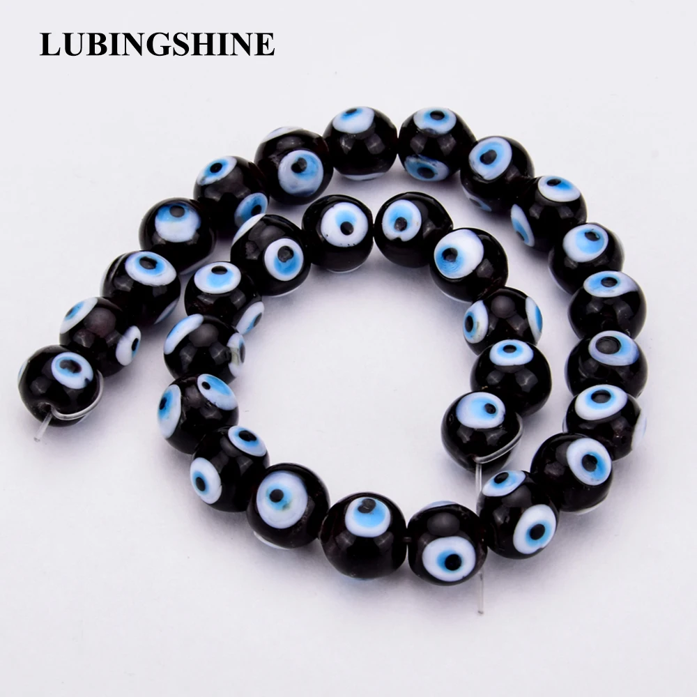 Trendy Black Color Evil Eye Glass Beads for Women Handmade Bracelet