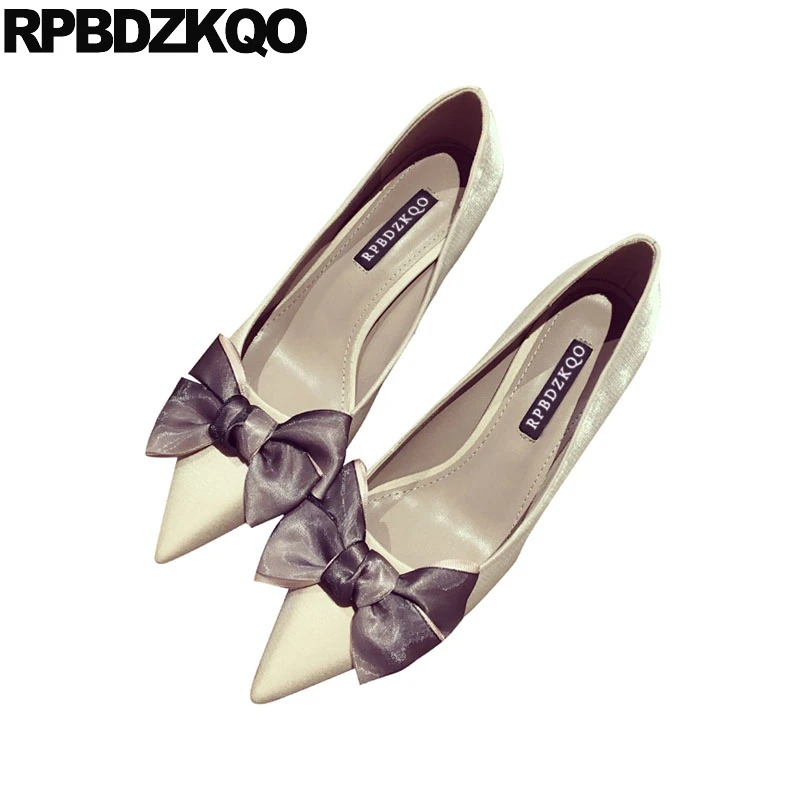 

bow prom thin red satin shoes evening modern autumn pumps ladies wedding 2018 footwear women pointed toe stiletto high heels