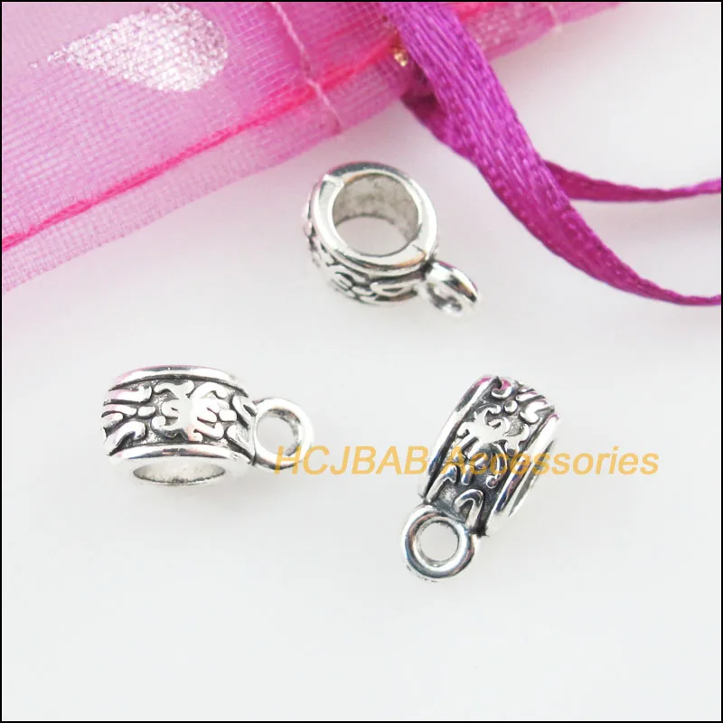 

15Pcs Tibetan Silver Tone Flower DIY/ Bail Beads Fit Bracelets Charms 5x11.5mm