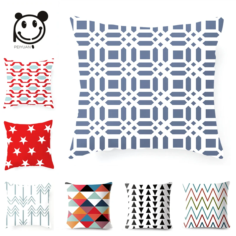 

PEIYUAN Red and Blue Stripe Pillow Case Fresh and Bright Stripes Pillowcase Cover Polyester Super Microfiber Soft Cushion Cover