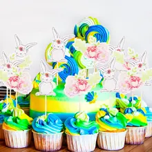 24 шт./компл. мультфильм кролик кекс украшение для торта флаги Щупы для мангала DIY выпечки День рождения Baby Shower Свадебная вечеринка вечерние поставк