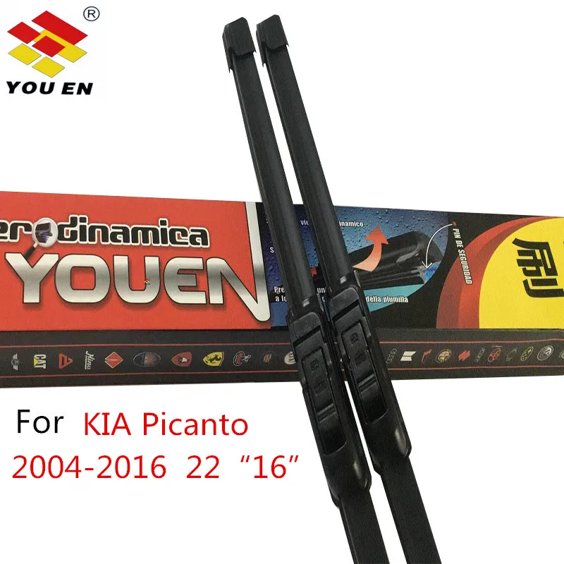 YOUEN 1 Pair Wiper Blades For KIA Picanto 2004 2005 2006 2007 2008 2009 2010-2016 Windscreen Wipers Auto Car Accessories Styling YOUEN 1 Pair Wiper Blades For KIA Picanto 2004 2005 2006 2007 2008 2009 2010-2016 Windscreen Wipers Auto Car Accessories Styling