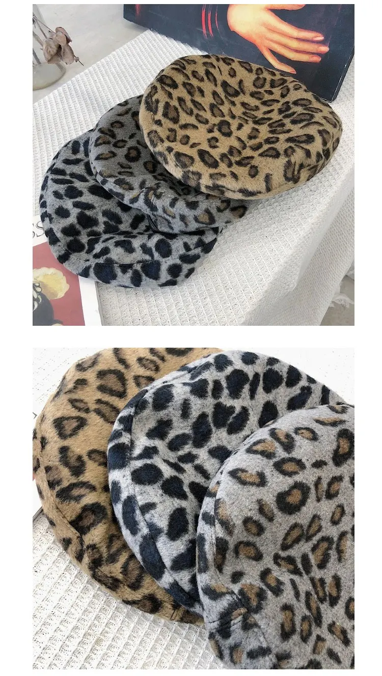beret hats for women Beret Leopard Autumn Winter beret women        berets caps for women (16)