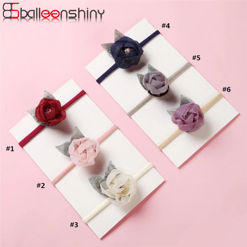 

BalleenShiny Tulle Flower Green Leaf Children's Head Rope Baby Headband for Girls Infant Toddler Photography Props Kids Headwear
