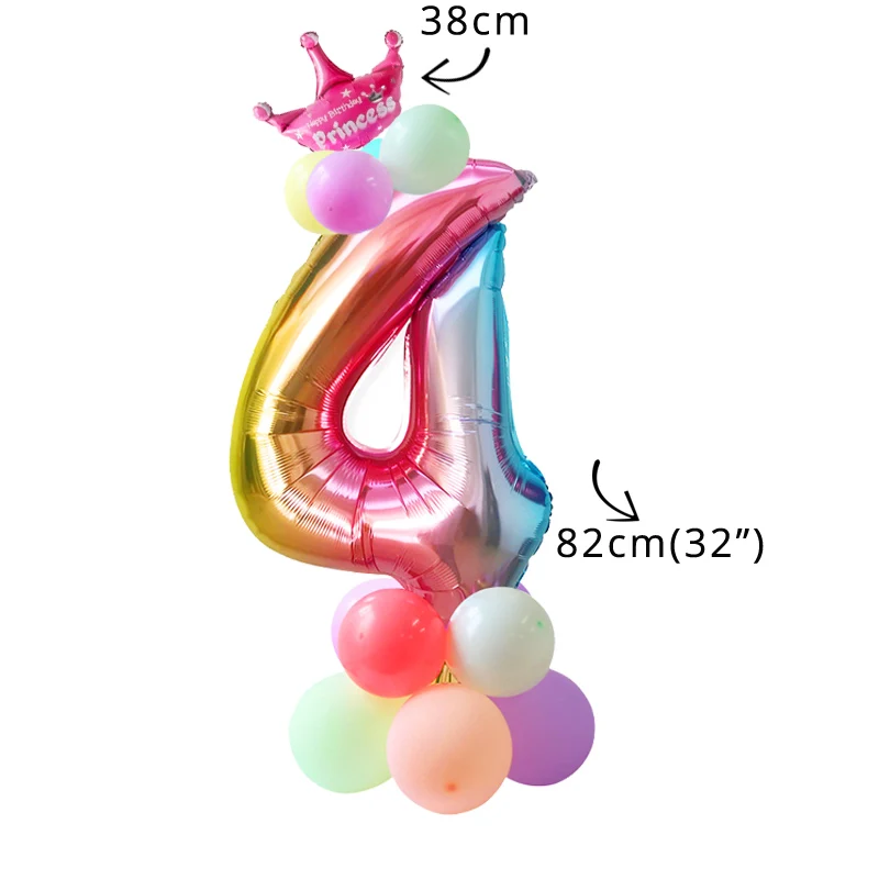 Cyuan переливчатая Радуга Цвет, для детей 0, 1 2 3 4 5 6 7 8 9 Количество воздушных шаров 32 дюймов цифровой, цифровой воздушный шар из фольги декор для вечеринки в честь Дня Рождения шары