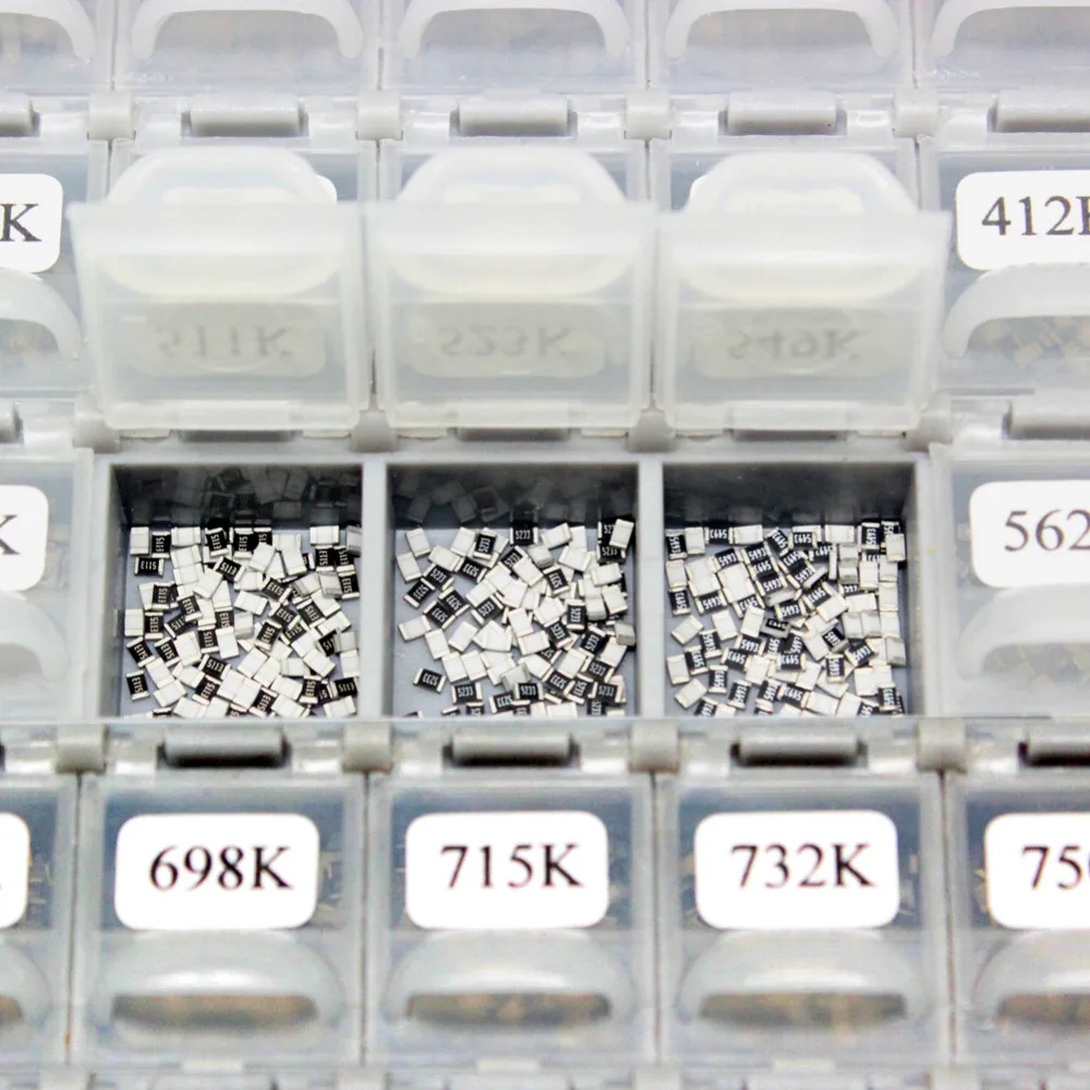 AideTek SMD SMT 0805 1% E96 저항기 키트, 491 값 100 개/값 4 BOX-ALL ROHS 저항기 보관함, 플라스틱 부품 상자 R08E96100