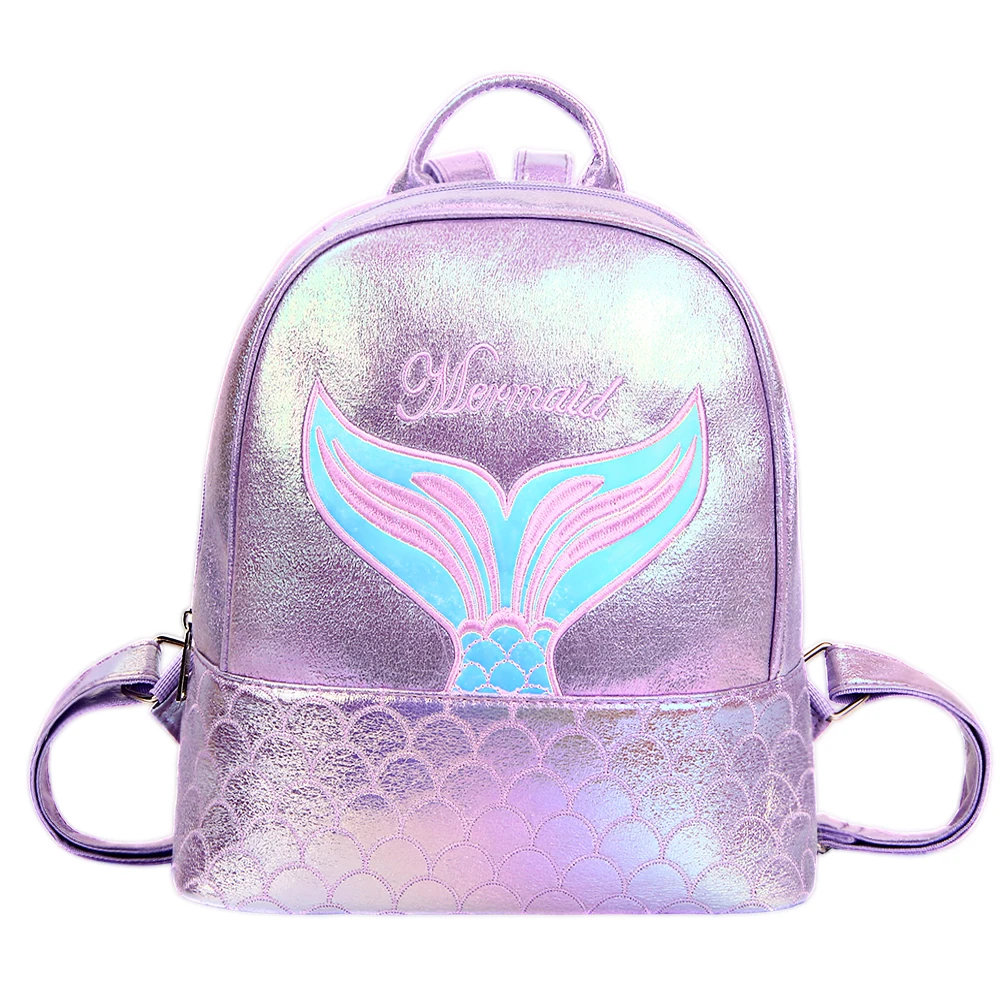 New Mermaid Pattern PU Leather Holographic Bag Laser Lady Backpack ...