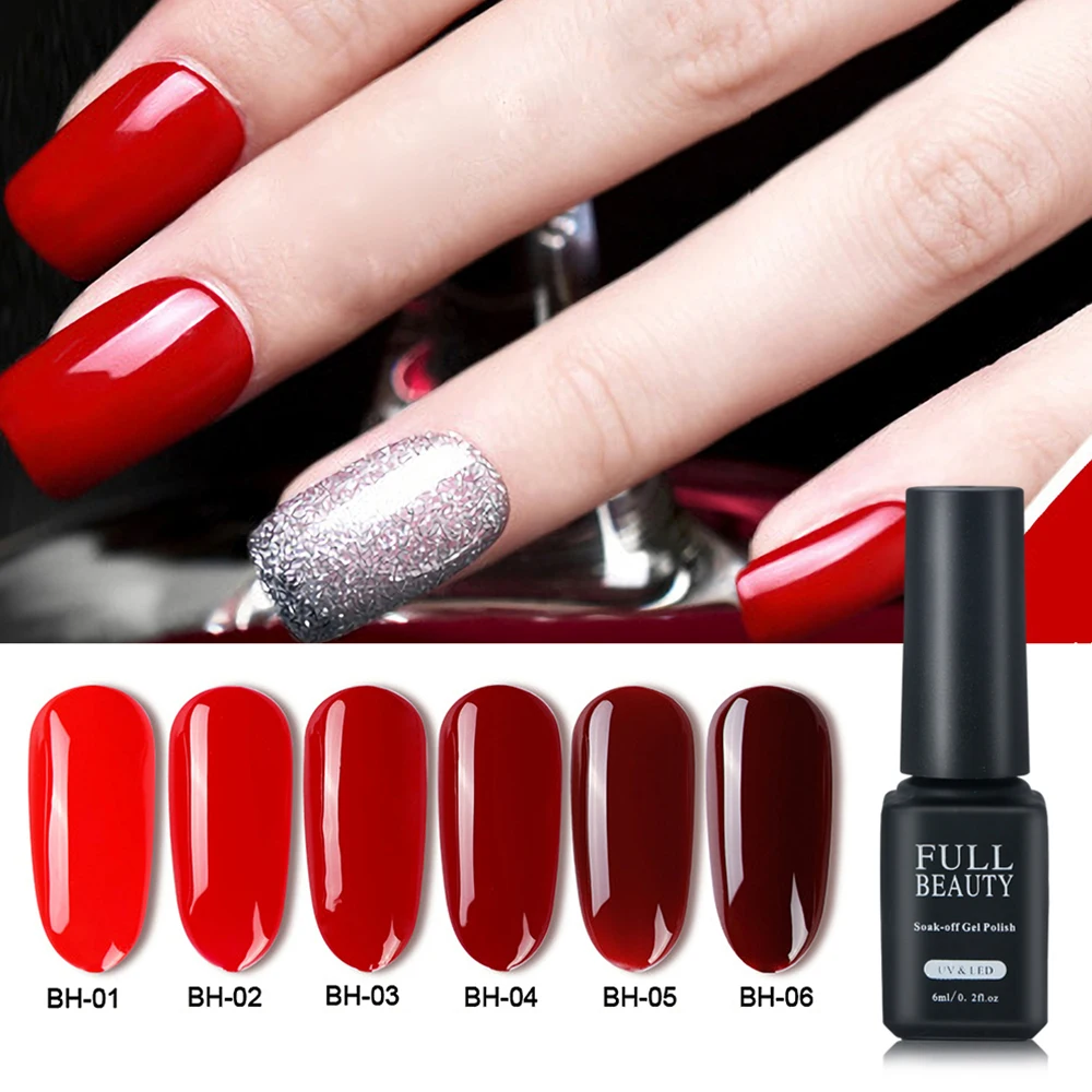 Gel Varnish 6ML UV Gel Nail Polish Soak off Red Black Colorful Primer Lacquer Manicure Base Top Coat Semi Permanent SA981