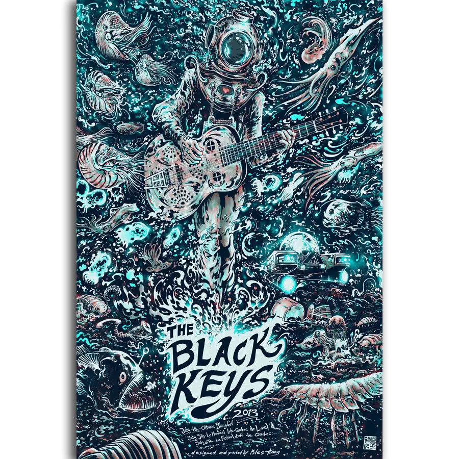 

Q0280 Posters and Prints The Black Keys Music Rock Band Singer Star 20x30 24x36 Art Poster Canvas Painting Home Decor