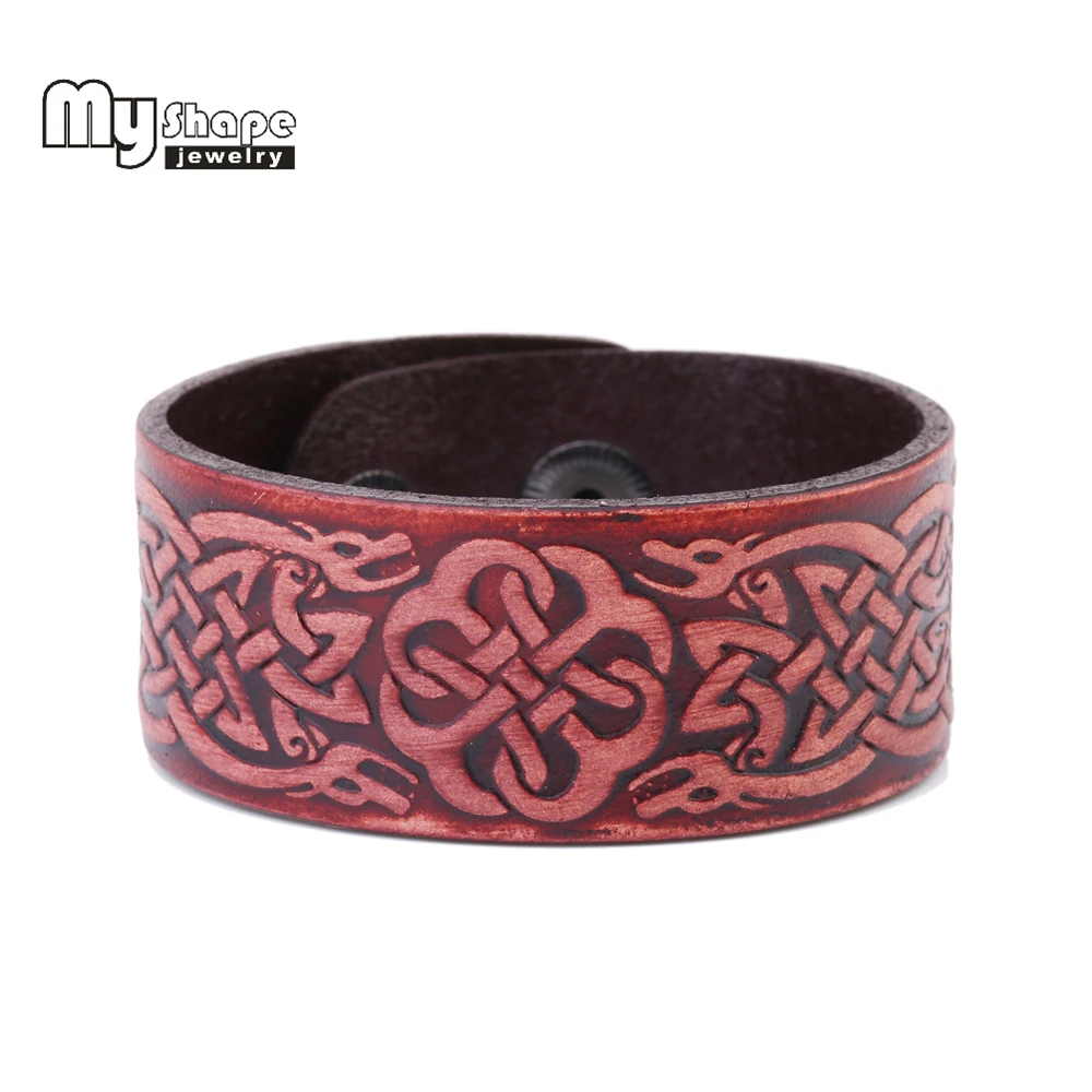 

my shape Reddish Brown Genuine Phoenix Leather Wrap Wide Bracelet Men Male Rock Punk jewelry accessories Pulsera Hombre