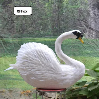 

big simulation white swan model foam&feather new lifelike yellow mouth swan toy gift about 54x75cm xf0708